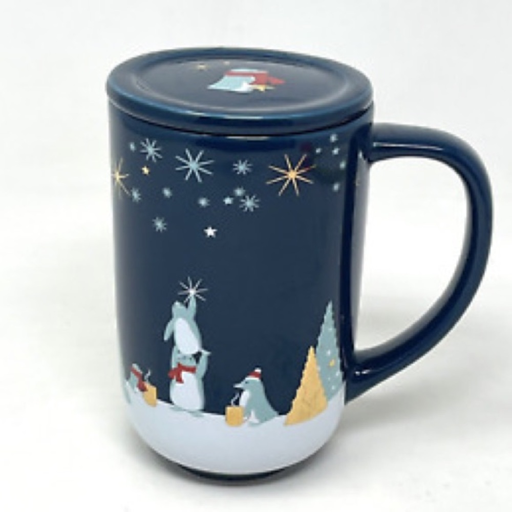 David’s Tea ceramic penguin mug with lid
